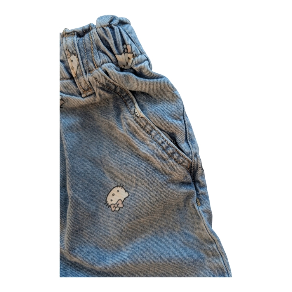 H&M Girls Blue Denim Hello Kitty Print Pants Cotton Size 6x - Picture 4 of 11